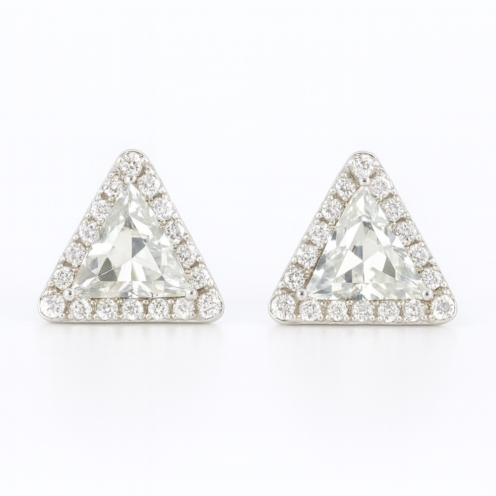 Elegant Silver Triangle Stud Earrings
